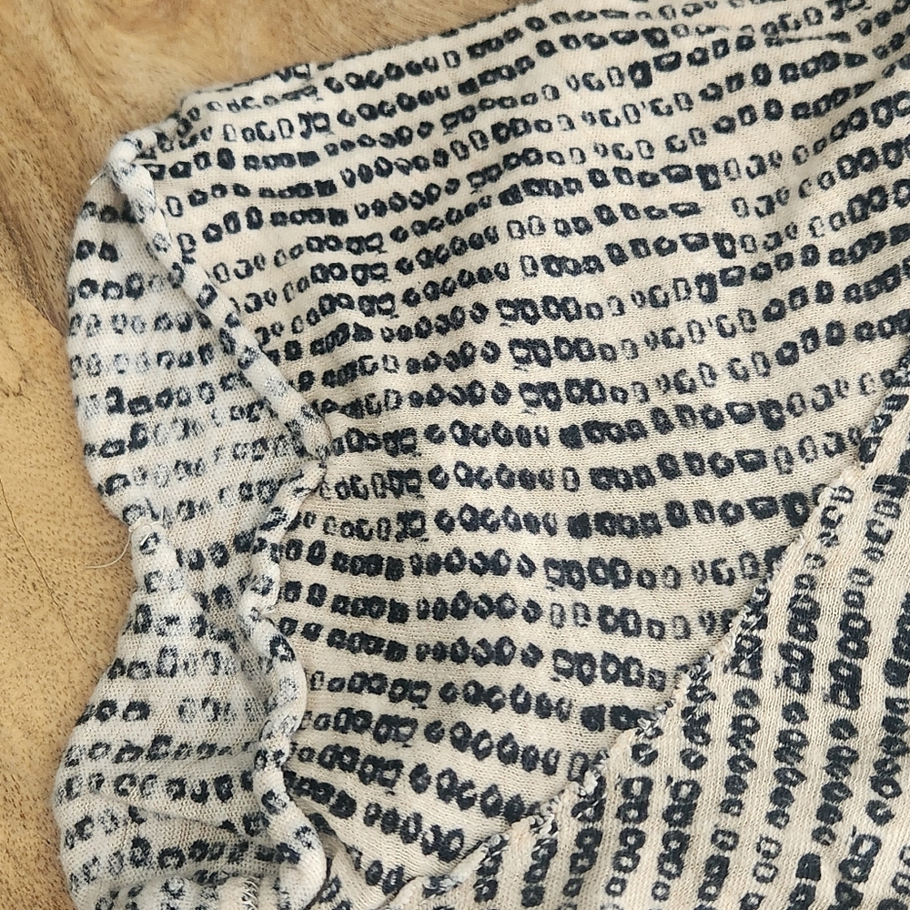 We The Free Cream and Black Oversized Flax Linen & Cotton Short Sleeve Knit Top - Picture 14 of 16